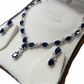 White gold finish oval blue sapphire and created diamond earrings necklace Set