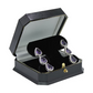 White Gold Finish Amethyst Triple Pear Cut Dangle Earrings
