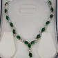 White Gold Finish Created Diamond Green Emerald "Love and Kisses" Jewellery Set