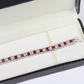 WHITE GOLD FINISH Red Garnet Princess Cut Alternating CD Bracelet