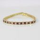 YELLOW GOLD FINISH Red Garnet Princess Cut Alternating CD Bracelet