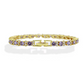 Yellow Gold Finish Purple Amethyst Flower Design Tennis Bracelet