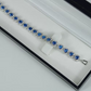 WHITE GOLD FINISH Blue Sapphire Created Diamond Heart Cut Bracelet + Gift Box