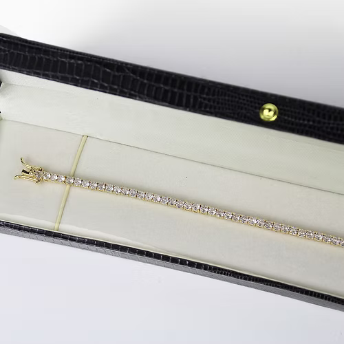 YELLOW GOLD FINISH Round Cut Classic Created Diamond bracelet