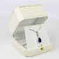 WHITE GOLD FINISH Blue Sapphire Pear Cut Created Diamond Necklace