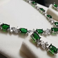 Green Emerald and Created Diamond Necklace Earrings Set - Elegant and Stunning