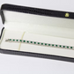 WHITE GOLD FINISH Green Emerald Princess Cut Alternating CD Bracelet