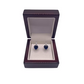 WHITE GOLD FINISH Blue Sapphire Heart Cut Created Diamond hoop earrings