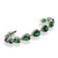 White gold finish Green Emerald And created diamond Pear Cut bracelet