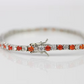 WHITE GOLD FINISH Orange Citrine Round Cut Alternating CD Bracelet
