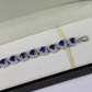 WHITE GOLD FINISH Blue Sapphire Created Diamond Heart Cut Bracelet + Gift Box