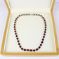 WHITE GOLD FINISH Red Ruby Oval Cut Crown Claw Necklace