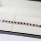 WHITE GOLD FINISH Red Garnet Princess Cut Alternating CD Bracelet