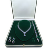 White Gold Finish Blue Sapphire Pear Cut and Created Diamond Set