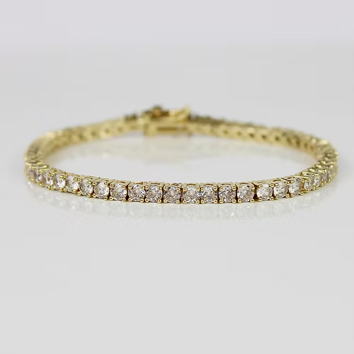 YELLOW GOLD FINISH Round Cut Classic Created Diamond bracelet