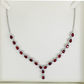 WHITE GOLD FINISH Red Ruby Pear Cut Cluster Created Diamond Necklace