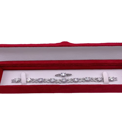 White Gold Finish Created Diamond Love And Kisses Bracelet