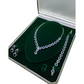 White Gold Finish Blue Sapphire Pear Cut and Created Diamond Set