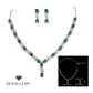 Green Emerald and Created Diamond Necklace Earrings Set - Elegant and Stunning