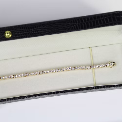 YELLOW GOLD FINISH Round Cut Classic Created Diamond bracelet